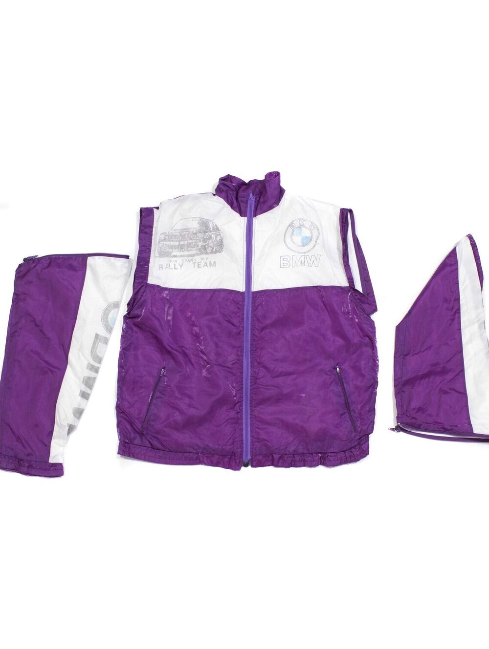 80S BMW Big Logo 2in1 Shimmer Nylon Jacket-Vest